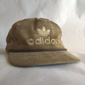 Vintage Adidas Corduroy Hat / Brown, Braided Hatband / Rare / Embroided Logo